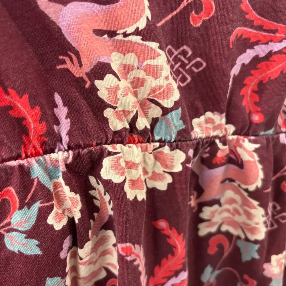 Tea Collection Girls  Burgundy Floral Long Sleeve  Dress  Girls size 12